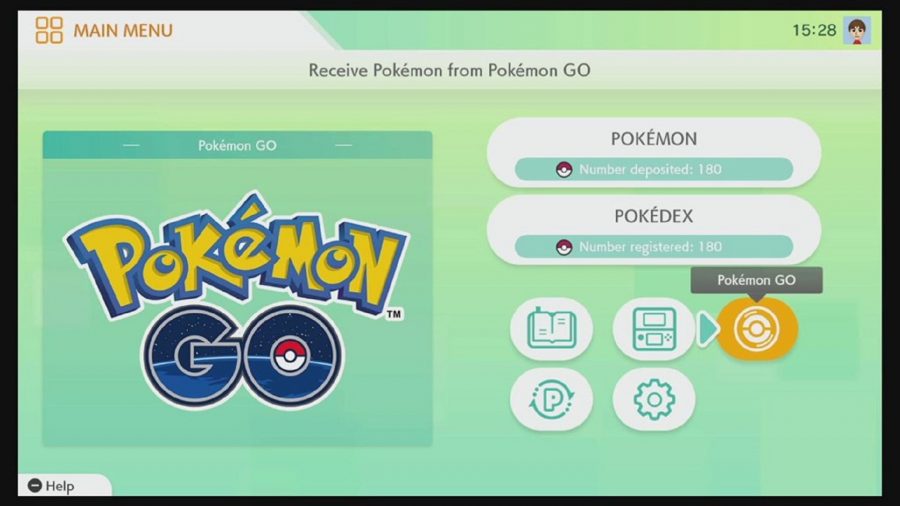 Pokémon Home menu screen