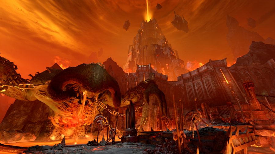 Hellish landscape in Doom Eternal