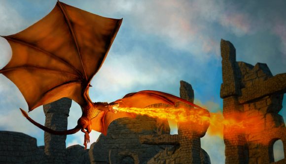 A dragon breathing fire