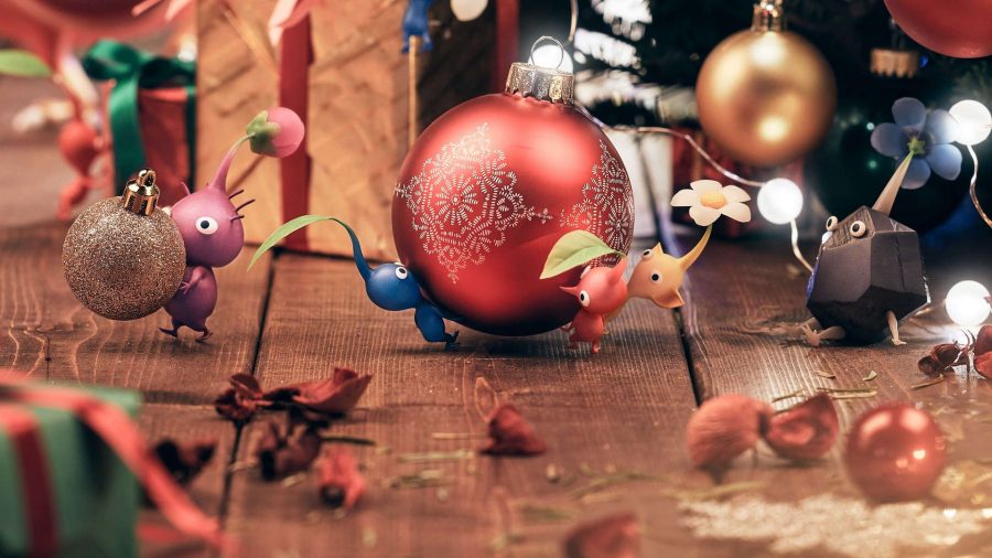 Pikmin collecting Christmas decorations