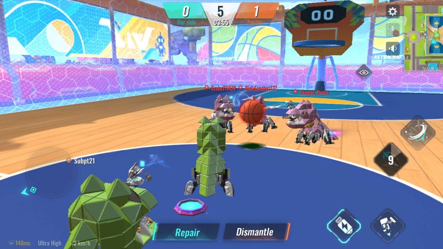 Playing robot basketball in Astacraft