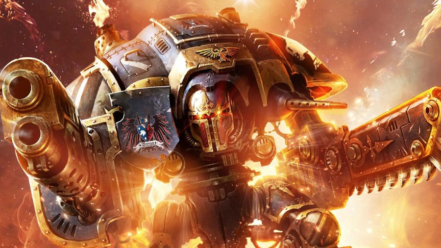 A Space Marine surrounded by flames