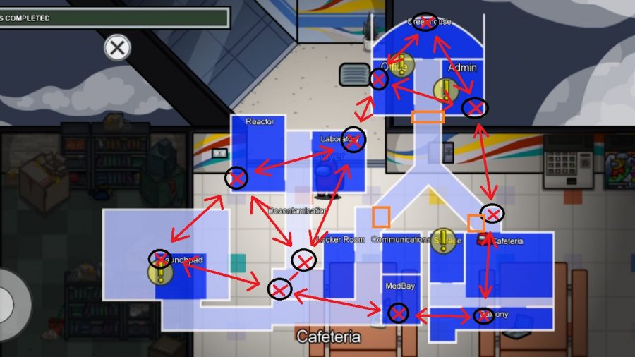The Mira HQ map from Among Us