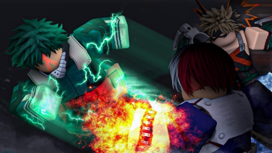 A green-haired character with lightning hands fights a red-haired character with flaming fists