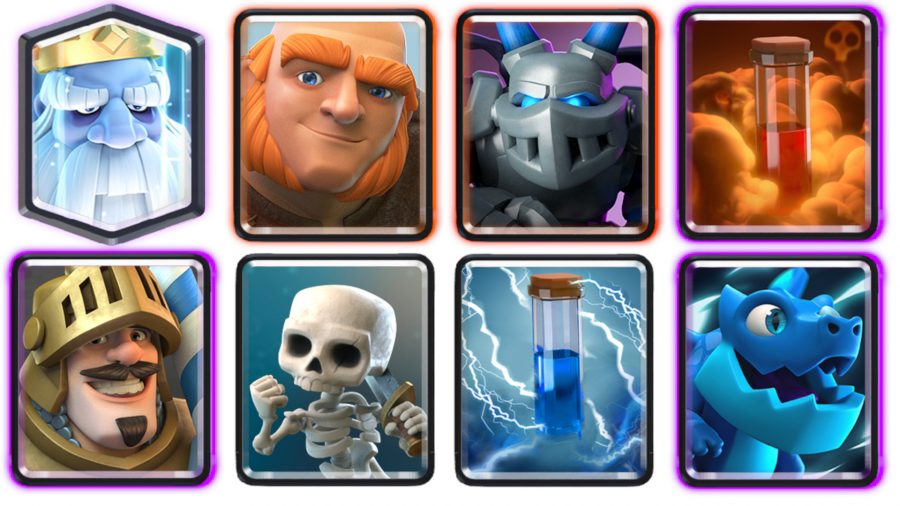 A royal ghost deck with a giant, a mega minion, and a prince