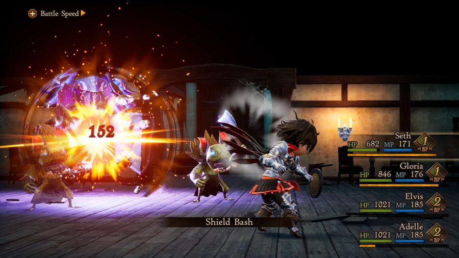 Attacking an enemy in Bravely Default 2