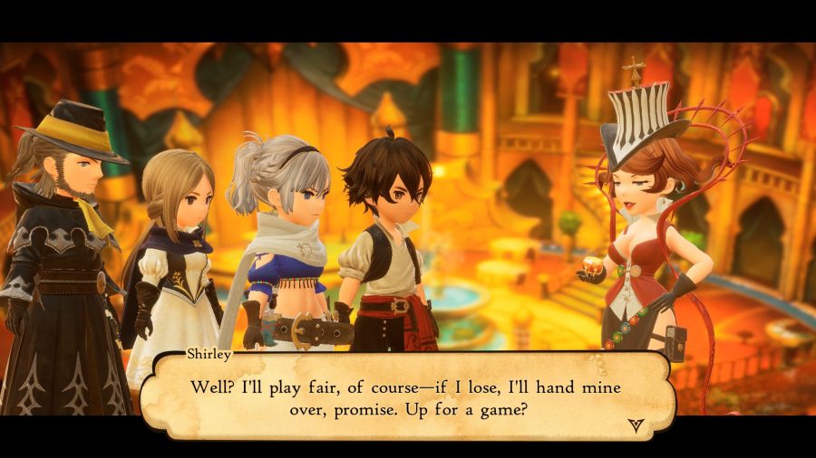 The main characters chatting in Bravely Default 2
