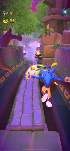 Crash leaping through the air in Crash Bandicoot: On the Run!