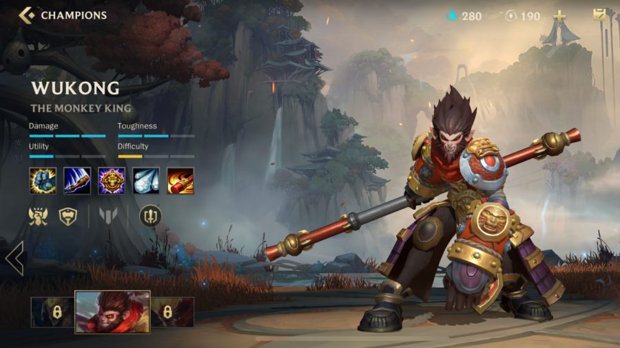 Wukong's character profile showing his stats