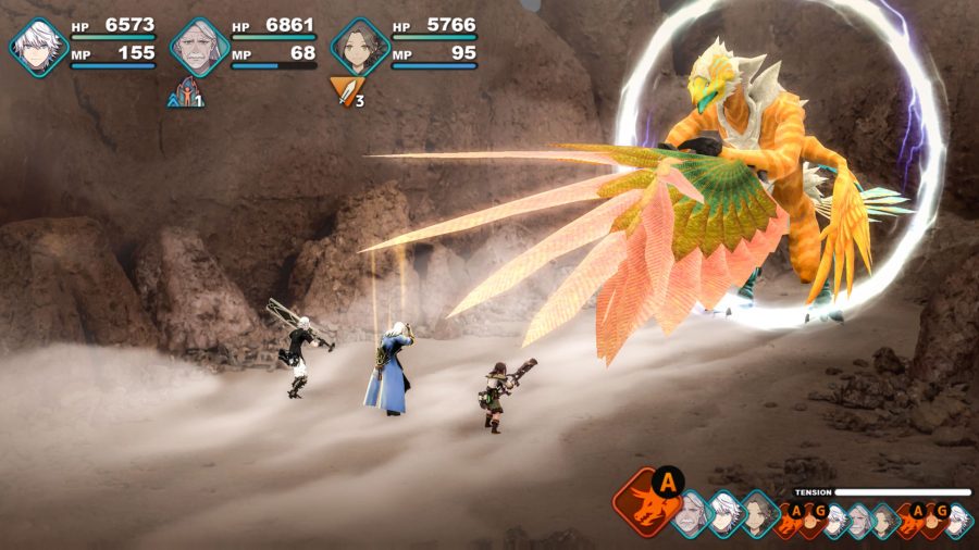 Une capture d'écran d'une bataille dans Fantasian