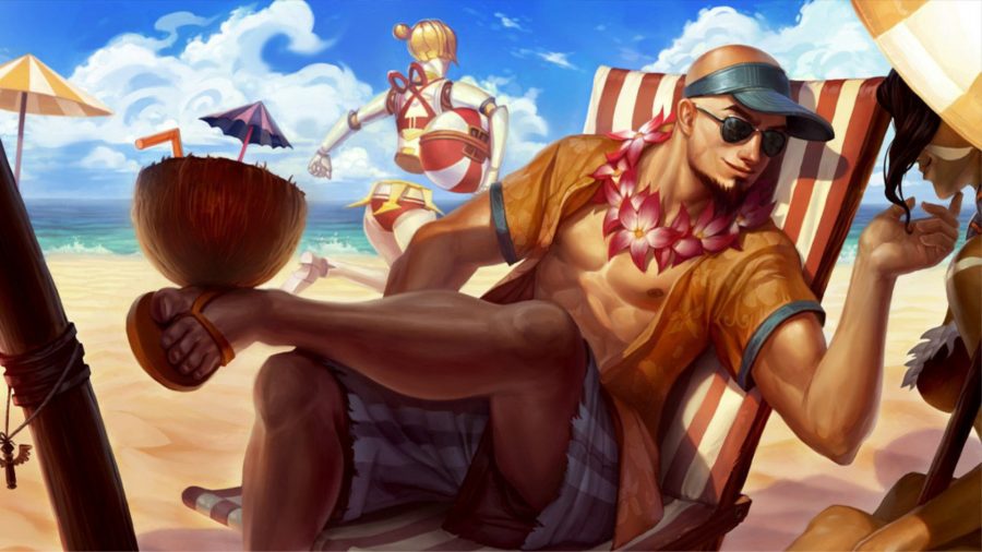 Lee Sin lounging on the beach