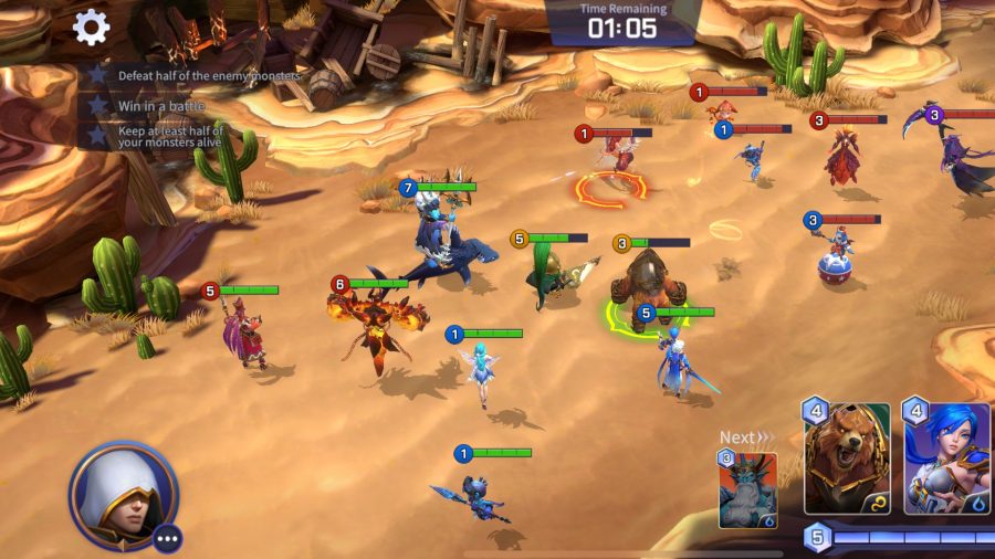 A battle taking place in a desert