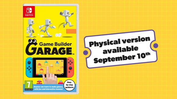 Game Builder Garage is displayed alongside text reading "Physical version available September 10th"
