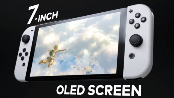 Text details that the new Nintendo Switch OLED Model will have a 7" OLED screen