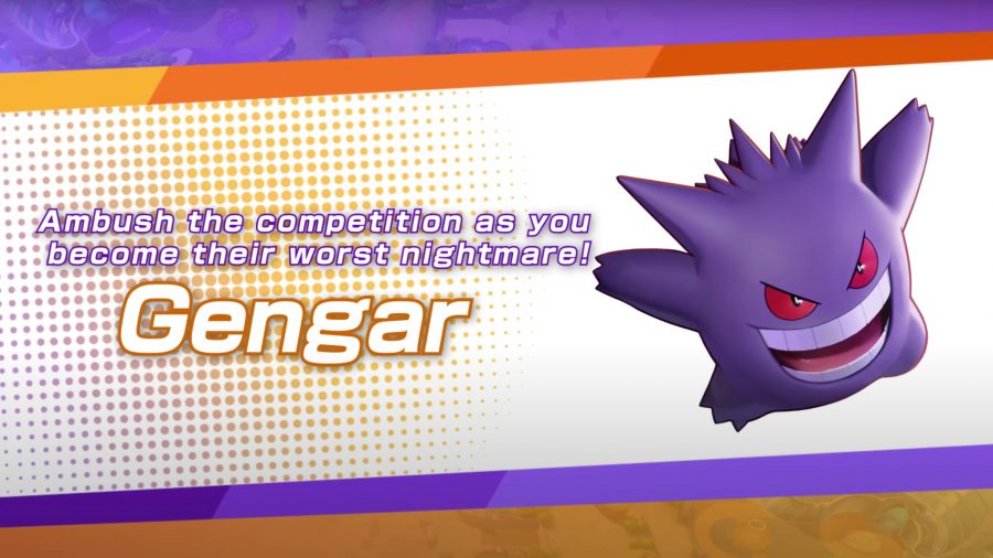 Pokémon Unite's Gengar jumping next to its name