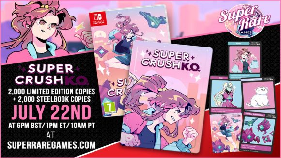 The Super Crush KO physical edition contents are outlined, as well as the release date of July 22