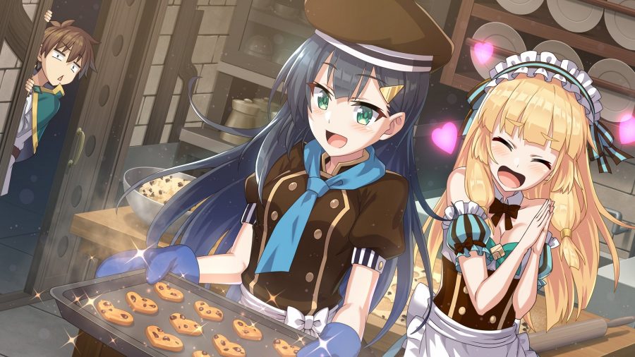 KonoSuba: Fantastic Days characters baking cookies