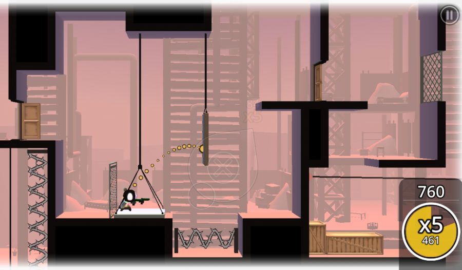 Screenshot of player character lining up a jump
