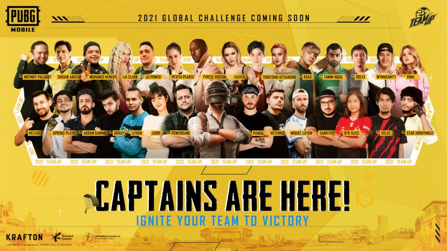 PUBG MOBILE Team Up Challenge promotional image showing all of the team captains