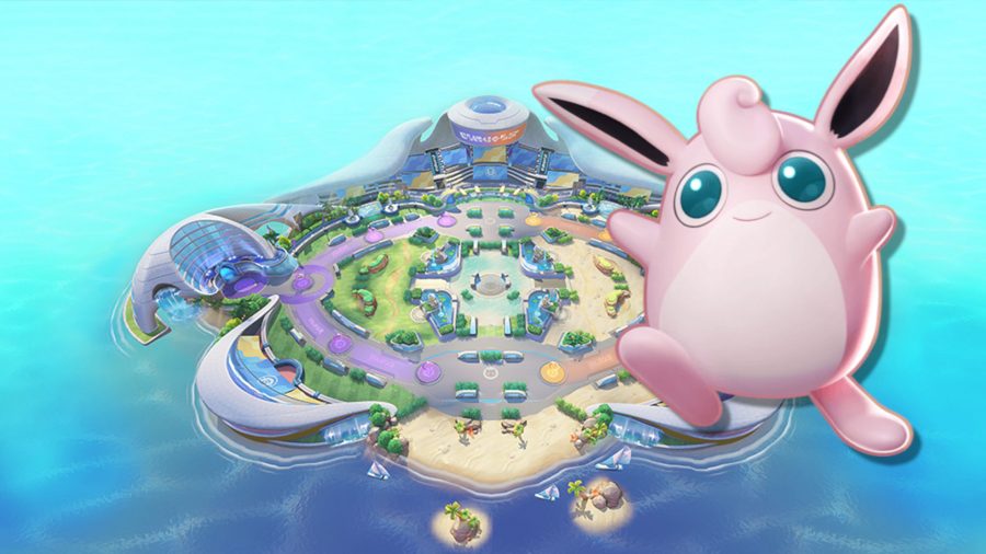 Pokémon Unite Wigglytuff in front of the arena