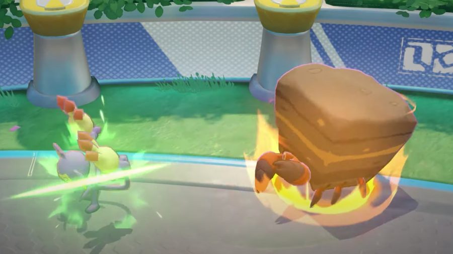 Pokémon Unite's Crustle fighting Ambipom