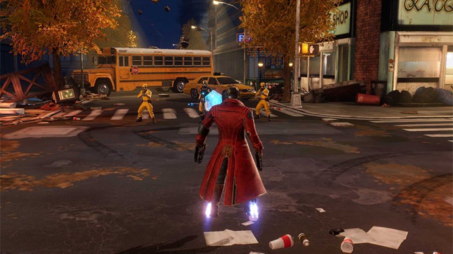 Star-Lord stood in the middle of a street