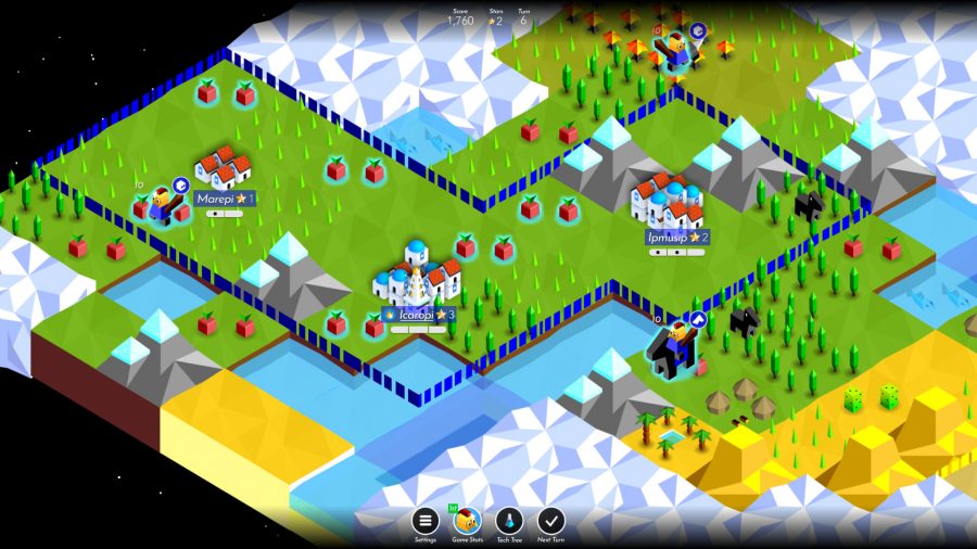 Screenshot of Battle of Polytopia gameplay