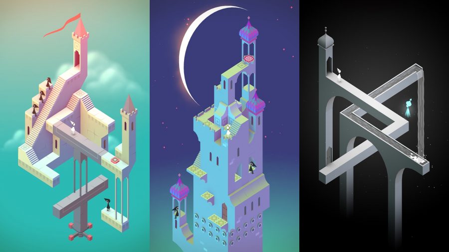 Three different buildings in Monument Valley