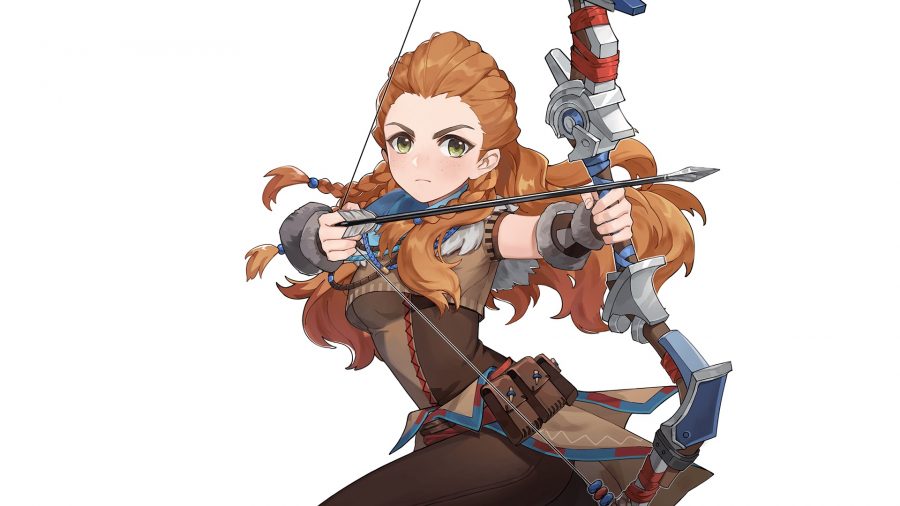Genshin Impact's Aloy against a white background