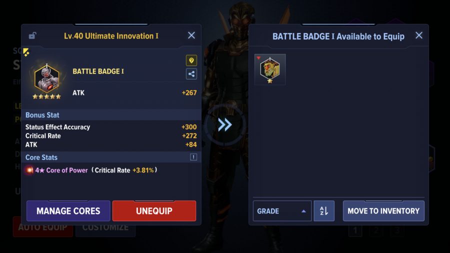 Marvel Future Revolution Star Lord build: Star Lord battle badges