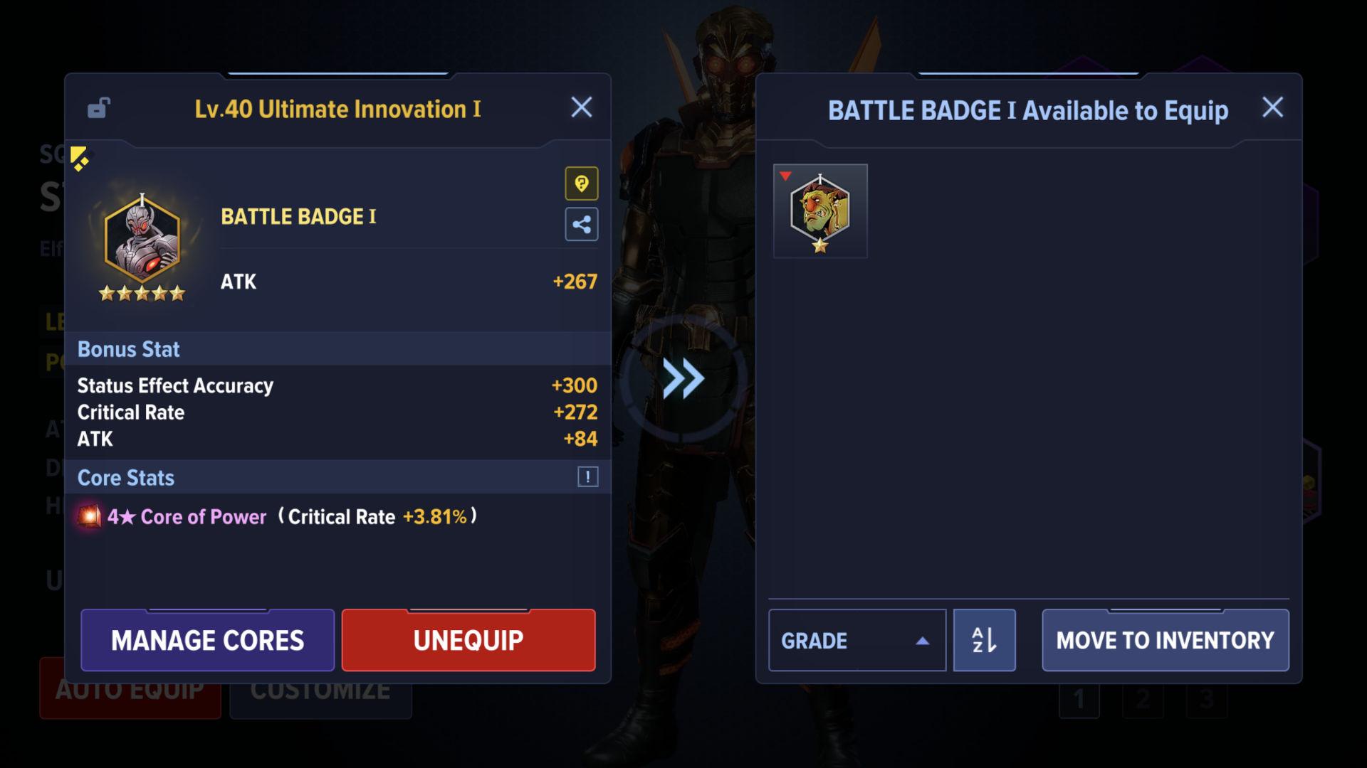 Marvel Future Revolution Star Lord build, skills, outfits, badges