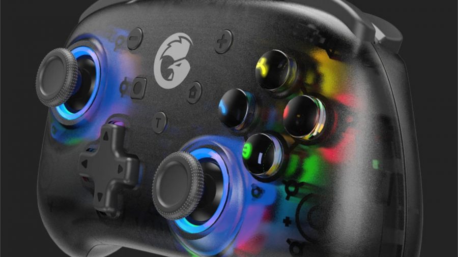 Close up view of a controller