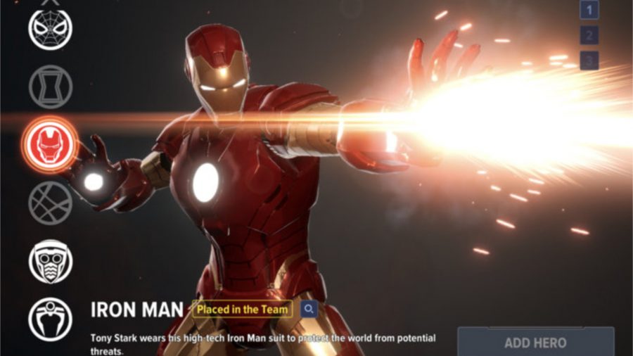 Iron Man shooting a beam 