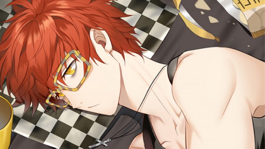 A Mystic Messenger character checking his phone