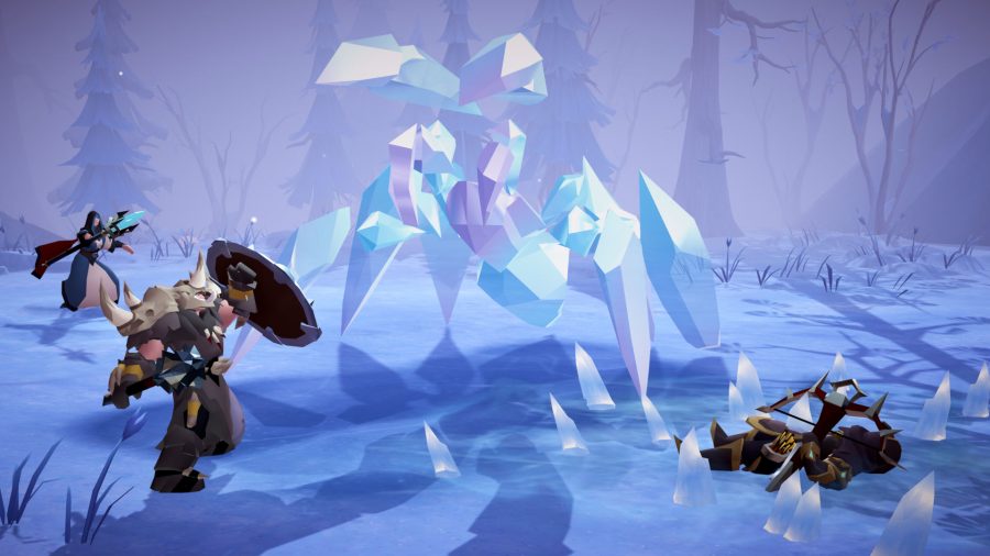 Albion Online update; players fighting an icy mob