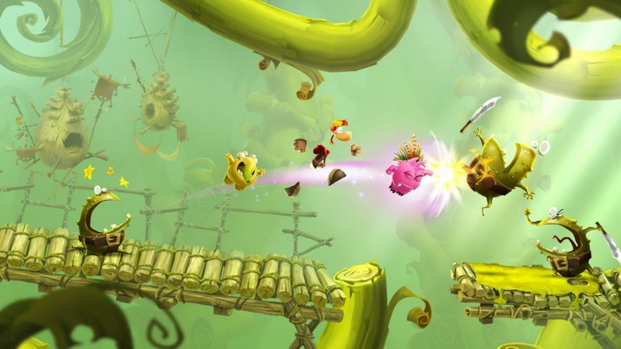 Best mobile adventure games Rayman adventures gameplay showing Rayman jumping and fighting