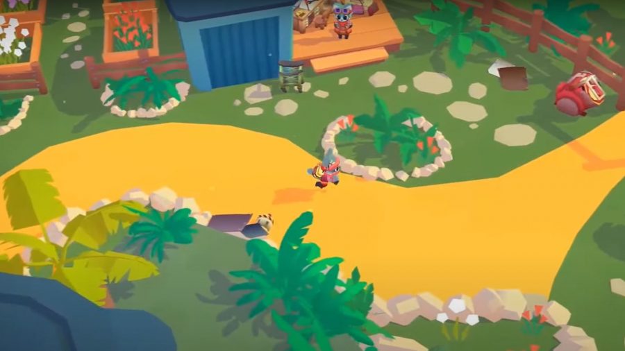 Best mobile adventure games botworld screenshot showing a cat character running through a village
