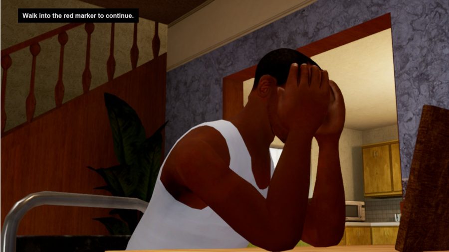 Grand Theft Auto: The Trilogy - The Definitive Edition Switch review; CJ facepalming