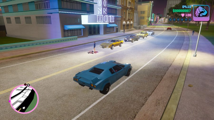 Grand Theft Auto: The Trilogy - The Definitive Edition Switch review; Car driving down the road