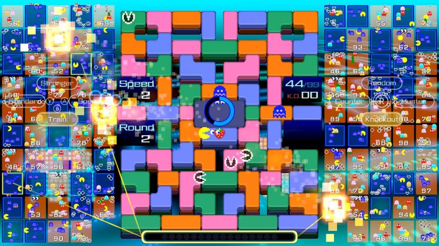 A colourful game of Pac-Man is being played 