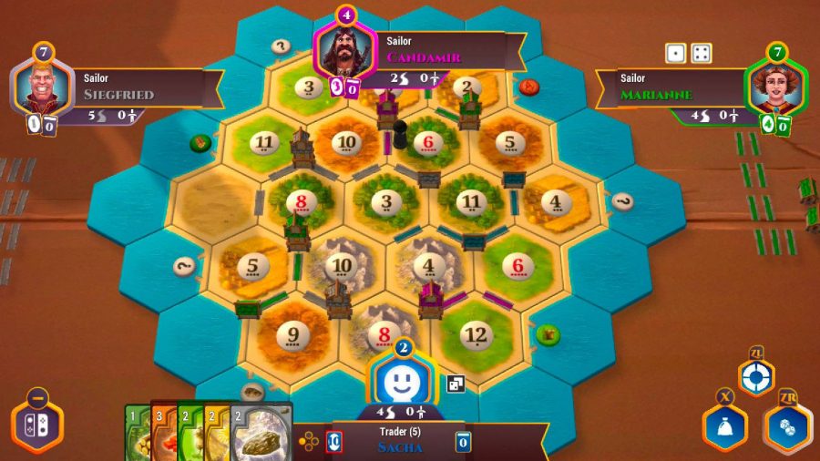 a digital version of the strategic board game Catan is shown