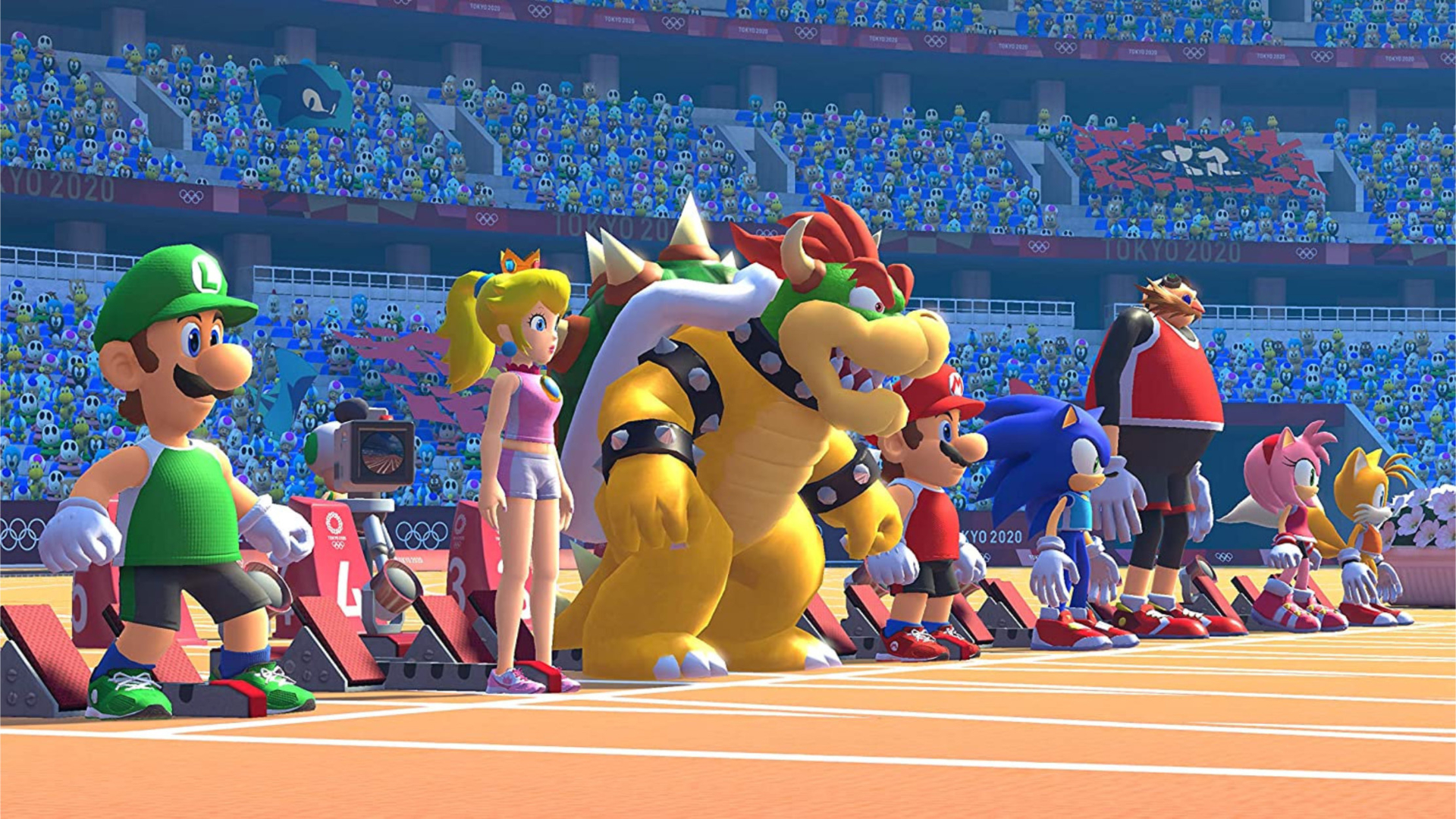All the game characters on the starting line