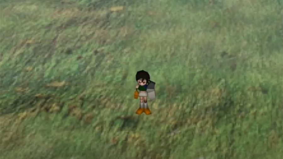 Yuffie stood alone in a field