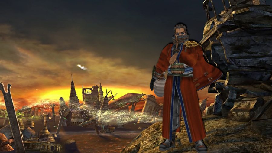 Auron stood in front of ruins
