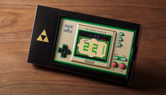 Game & Watch console showing the original Zelda game