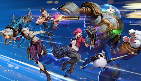 Jinx with a rocket launcher and other LoL characters