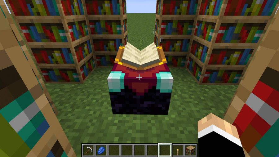 A Minecraft screenshot shows the book for enchantment