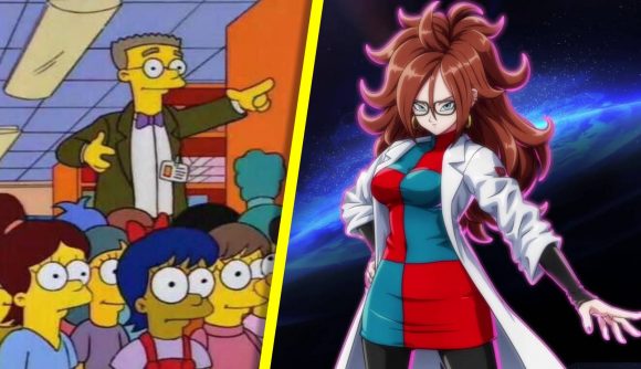 Android 21 from Dragon Ball FighterZ is pictured in their lab coat design