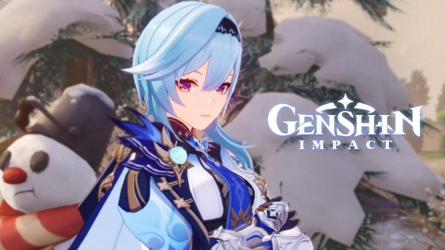 Genshin Impact's Eula surrounded by snow
