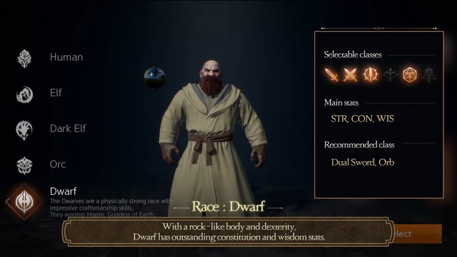 The Lineage 2M Dwarf character creation screen